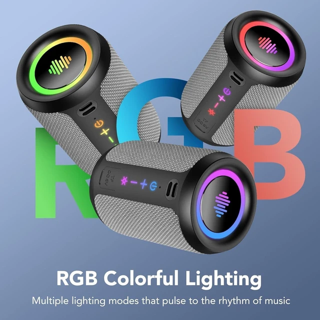 Alt view image 5 of 7 - Portable Bluetooth Speaker with Lights, Bluetooth 5.4 Speaker, All Day Playtime,Powerful Crystal Clear Sound,15W Loud Stereo Sound, IPX7 Waterproof,TWS pairing for Home/Party/Outdoor/Travel,Gift Ideas