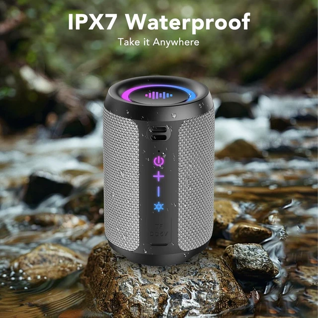 Alt view image 7 of 7 - Portable Bluetooth Speaker with Lights, Bluetooth 5.4 Speaker, All Day Playtime,Powerful Crystal Clear Sound,15W Loud Stereo Sound, IPX7 Waterproof,TWS pairing for Home/Party/Outdoor/Travel,Gift Ideas