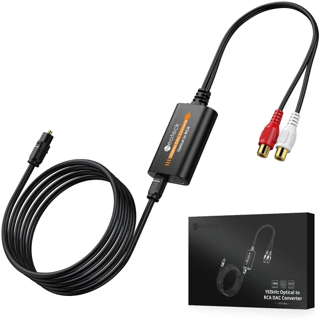 Main image of Optical to RCA Cable DAC Converter with Built-in Audio Amplifier Chipset 192kHz SPDIF to RCA Digital to Analog Converter for HDTV Blue-ray PS4 etc.-Female Output