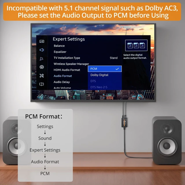 Alt view image 5 of 7 - Optical to RCA Cable DAC Converter with Built-in Audio Amplifier Chipset 192kHz SPDIF to RCA Digital to Analog Converter for HDTV Blue-ray PS4 etc.-Female Output