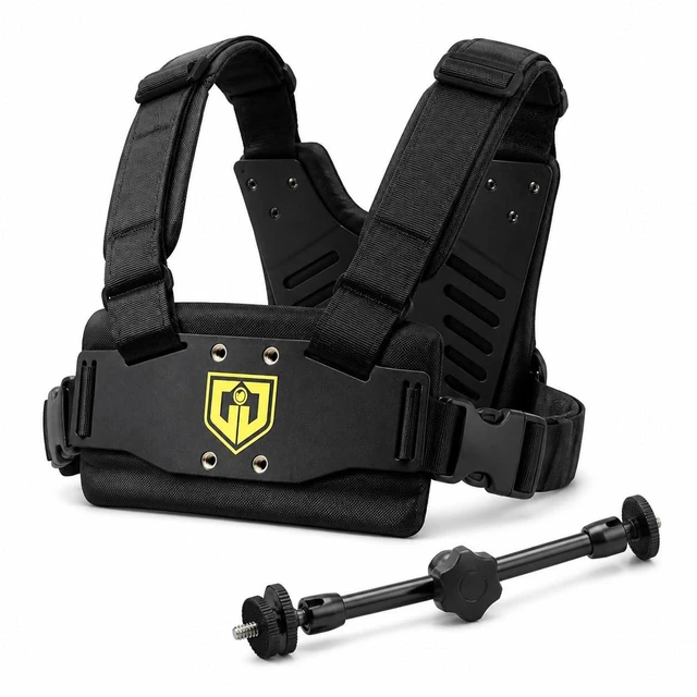 Alt view image 4 of 7 - MED 100 Medusa Action Camera Body Mount Vest for GoPro, 360 and Compact Cameras Front and Rear 1/4"-20 Mounting Plates with 11" Friction Arm
