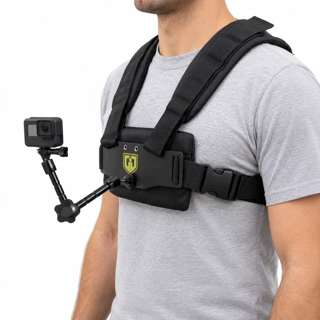 Alt view image 6 of 7 - MED 100 Medusa Action Camera Body Mount Vest for GoPro, 360 and Compact Cameras Front and Rear 1/4"-20 Mounting Plates with 11" Friction Arm
