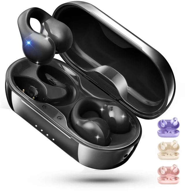 Main image of King Lucky i21 Open Ear Clip On Earbuds Wireless Bluetooth Ear Clip Headphones with Mic,Noise Cancelling, Waterproof IPX4,for Small Ears,Perfect for Running,Sports,Glasses Wearers (Black)