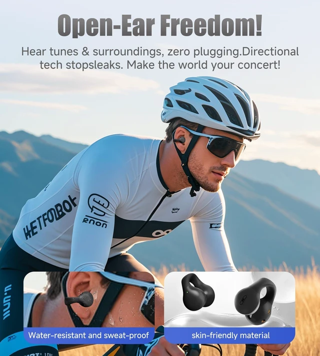 Alt view image 5 of 7 - King Lucky i21 Open Ear Clip On Earbuds Wireless Bluetooth Ear Clip Headphones with Mic,Noise Cancelling, Waterproof IPX4,for Small Ears,Perfect for Running,Sports,Glasses Wearers (Black)