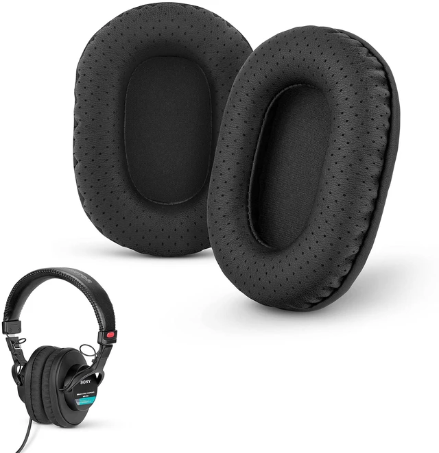 Main image of Perforated Replacement Earpads for Sony MDR 7506, V6 & CD900ST with Memory Foam Ear Pad & Suitable for Other On Ear Headphones (Black)