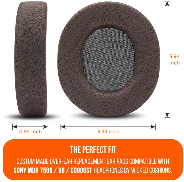Alt view image 5 of 7 - Freeze 7506 - Cooling Gel Earpads for Sony MDR-7506 & MDR-CD900ST Made by Wicked Cushions Also fits MDR-V6, Breathable Comfort, Enhanced Isolation & Durability Brown