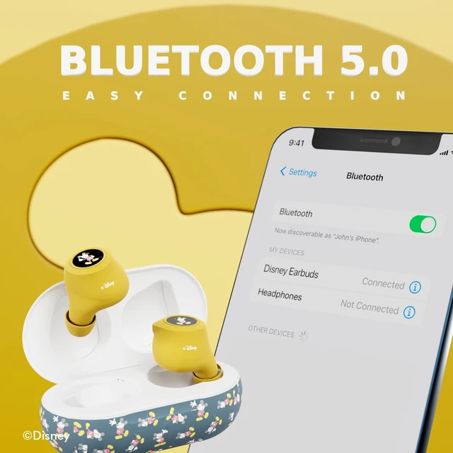 Alt view image 6 of 7 - Disney Mickey Mouse Bluetooth Earbuds with Charging Case- Bluetooth Wireless Headset with Built-in Mic and 30 Hours of Playtime- Disneyland Essentials and Disney Gifts for Women and Men of All Ages