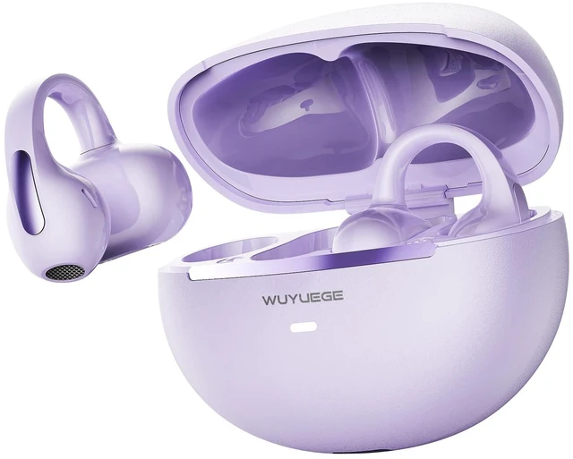 Main image of Clip On Earbuds, Open Ear Bluetooth 6.0 Wireless Headphones with Touch Control, Lightweight Ear Clip Design, Glasses Friendly Sports Earbuds for Running, Work & Travel, IPX6 Waterproof(purple)