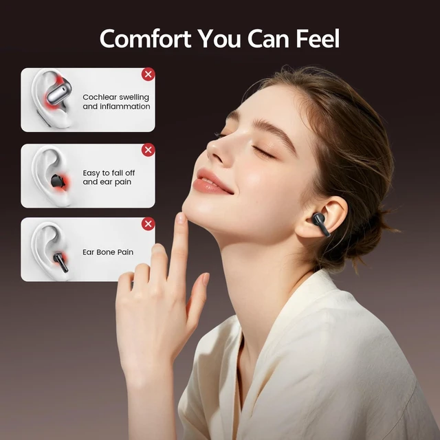 Alt view image 2 of 7 - Clip On Earbuds, Open Ear Bluetooth 6.0 Wireless Headphones with Touch Control, Lightweight Ear Clip Design, Glasses Friendly Sports Earbuds for Running, Work & Travel, IPX6 Waterproof(Black)