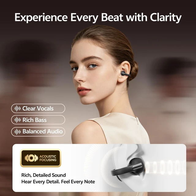 Alt view image 3 of 7 - Clip On Earbuds, Open Ear Bluetooth 6.0 Wireless Headphones with Touch Control, Lightweight Ear Clip Design, Glasses Friendly Sports Earbuds for Running, Work & Travel, IPX6 Waterproof(Black)