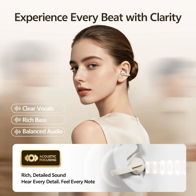 Alt view image 3 of 7 - Clip On Earbuds, Open Ear Bluetooth 6.0 Wireless Headphones with Touch Control, Lightweight Ear Clip Design, Glasses Friendly Sports Earbuds for Running, Work & Travel, IPX6 Waterproof (White)