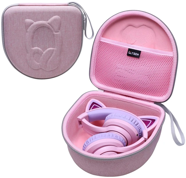 Main image of Kids Headphones Case for Cat Ear Kids Headphones, Pink (Only Case) Compatible with iClever BTH13 / HS01 / HS20 and Riwbox CT-7 / CT-7S / CF9 and ONITOO B90 Cat Ear Kids Headphones