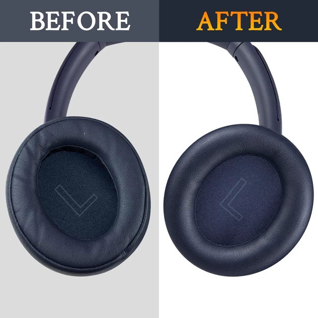 Alt view image 4 of 7 - Earpads Replacement for Anker Soundcore Life Q30/Q30i/Q35 Headphones, Ear Pads Cushions with Softer Protein Leather, Noise Isolation Foam - Blue