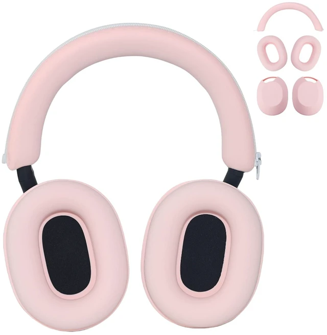 Main image of XM5 Sweat Covers Accessories for Sony WH-1000XM5 - Custom Pink Soft Silicone Case, 3-in-1 Headphone Covers with Ear Cover & Headband Cover & Shell Protector, Sweatproof & Washable