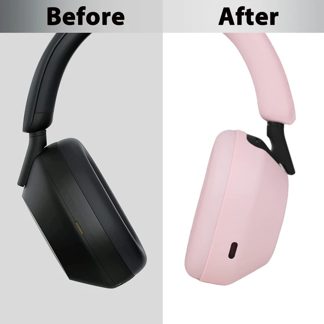 Alt view image 5 of 7 - XM5 Sweat Covers Accessories for Sony WH-1000XM5 - Custom Pink Soft Silicone Case, 3-in-1 Headphone Covers with Ear Cover & Headband Cover & Shell Protector, Sweatproof & Washable
