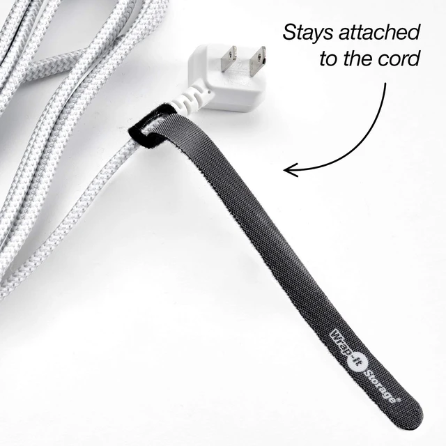 Alt view image 4 of 4 - Self-Gripping Cable Ties by - 8" (30-pack) Black Reusable Hook and Loop Cord Organizer Cable Ties for Cord Management and Desk or Office Organization