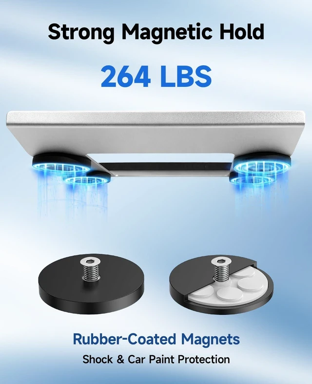 Alt view image 2 of 7 - Starlink Mini Magnetic Car Roof Mount with Protective Cover Silvery 264 LBS Heavy-Duty Magnet Base Mount, Aluminum Frame with 3mm PC Shield, Ideal Accessories for RV, Truck, Van, Boat & SUV
