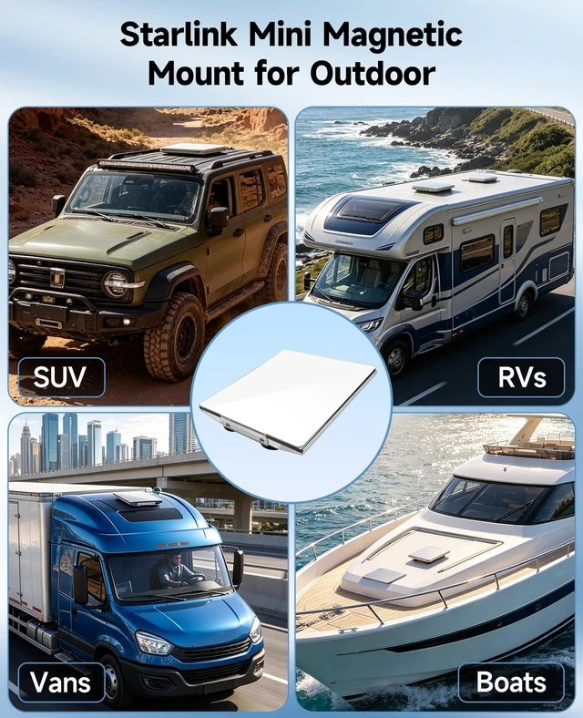 Alt view image 4 of 7 - Starlink Mini Magnetic Car Roof Mount with Protective Cover Silvery 264 LBS Heavy-Duty Magnet Base Mount, Aluminum Frame with 3mm PC Shield, Ideal Accessories for RV, Truck, Van, Boat & SUV