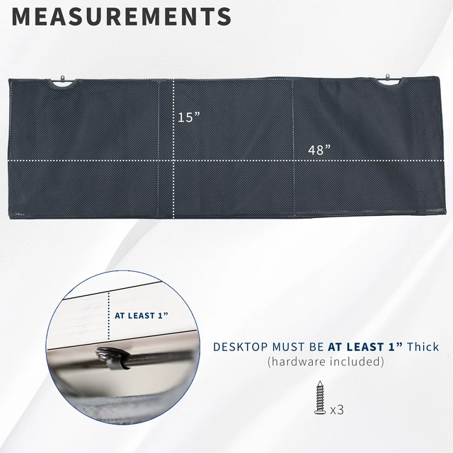 Alt view image 3 of 7 - Black Under Desk 48 in Cable Management Sleeve, DESK-SKIRT-48 Privacy Desk Skirt, Cable Organizer, Wire Hider Kit Panel System