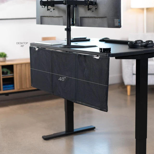 Alt view image 4 of 7 - Black Under Desk 48 in Cable Management Sleeve, DESK-SKIRT-48 Privacy Desk Skirt, Cable Organizer, Wire Hider Kit Panel System