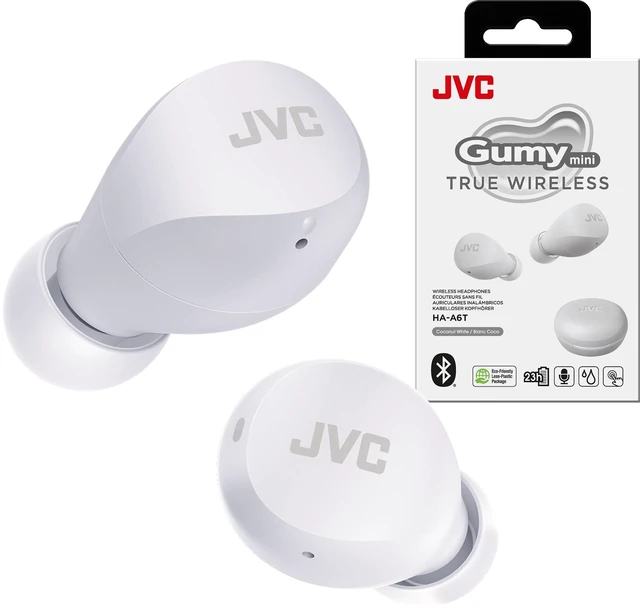 Main image of Compact and Lightweight Gumy Mini True Wireless Earbuds Headphones, Long Battery Life (up to 23 Hours), Sound with Neodymium Magnet Driver, Water Resistance (IPX4) - HAA6TW (White)