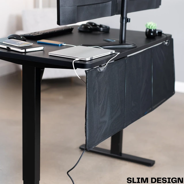 Alt view image 6 of 7 - Black Under Desk 48 in Cable Management Sleeve, DESK-SKIRT-48 Privacy Desk Skirt, Cable Organizer, Wire Hider Kit Panel System