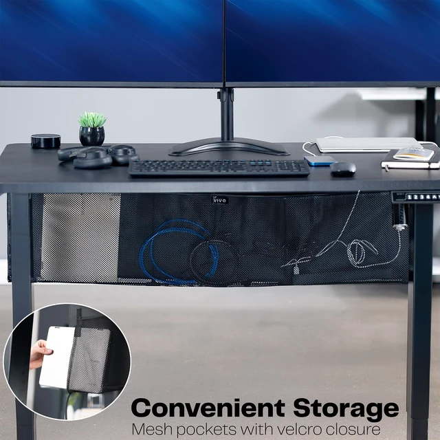 Alt view image 7 of 7 - Black Under Desk 48 in Cable Management Sleeve, DESK-SKIRT-48 Privacy Desk Skirt, Cable Organizer, Wire Hider Kit Panel System