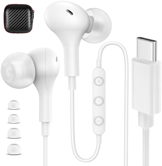 Main image of USB C Headphones Wired Earbuds for iPhone 18 Pro Max 17 16 15,White for Samsung S26 S25 Ultra S24 Wired Headphones,Corded USB Type C Earphone with Microphone&Remote for iPad 10 11th Pixel 10a 9
