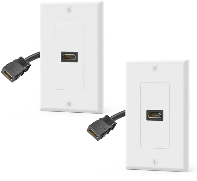 Main image of 4K HDMI Outlet Wall Plate 1-Port, with Pigtail Cable, 2 Pack Supports 4K@60 Hz HDR ARC, HDMI Outlet for Home Theater, High-Speed, Easy Installation