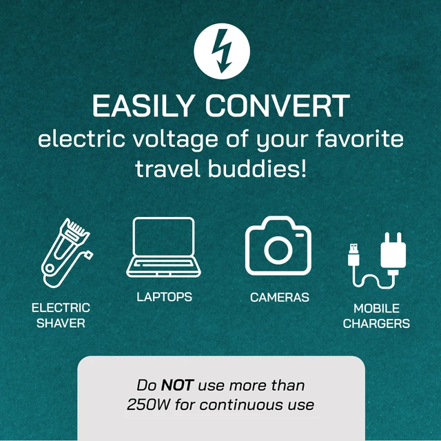 Alt view image 4 of 7 - 500 Watt Step Up/Step Down Travel Voltage Converter, 220/110v to 110/220v converter with Type E/F Plug Compatible with Hair Straightener, Camera, Laptop & More