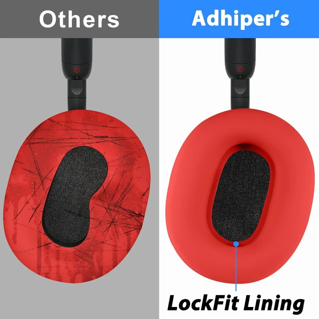 Alt view image 3 of 7 - XM5 Sweat Covers Accessories for Sony WH-1000XM5 - Red Soft Silicone Case, 3-in-1 Headphone Covers with Ear Cover & Headband Cover & Shell Protector, Sweatproof & Washable