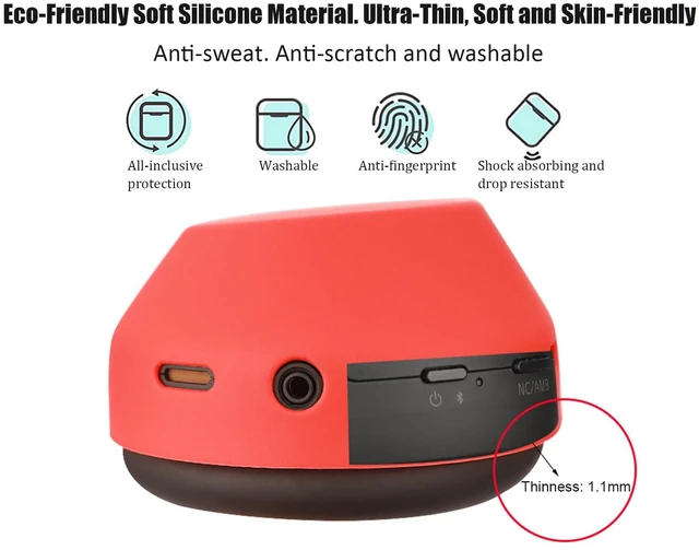 Alt view image 4 of 7 - XM5 Sweat Covers Accessories for Sony WH-1000XM5 - Red Soft Silicone Case, 3-in-1 Headphone Covers with Ear Cover & Headband Cover & Shell Protector, Sweatproof & Washable