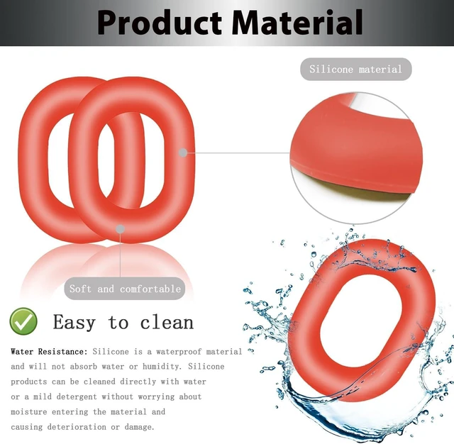 Alt view image 5 of 7 - XM5 Sweat Covers Accessories for Sony WH-1000XM5 - Red Soft Silicone Case, 3-in-1 Headphone Covers with Ear Cover & Headband Cover & Shell Protector, Sweatproof & Washable