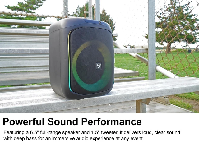 Alt view image 5 of 7 - ROCKBOX PRO V2 6.5" Portable LED Bluetooth Speaker Mic Input 12-Hour Rechargeable Battery, 150W Peak, 40W RMS. Bluetooth 5.1, TWS Pairing, USB/AUX/Mic Inputs, 40ft Wireless Range