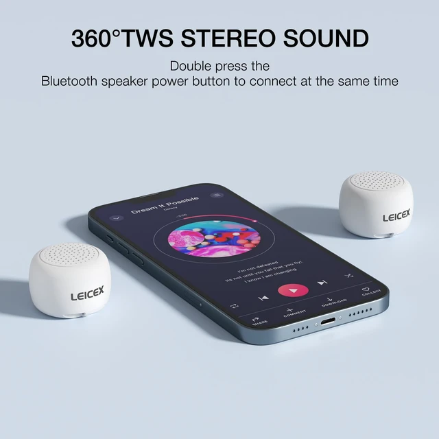 Alt view image 2 of 7 - Bluetooth Speakers Portable Wireless, Travel Speakers Bluetooth 5.0 Wireless Mini Speaker for Outdoor (White)