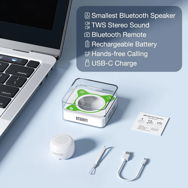 Alt view image 6 of 7 - Bluetooth Speakers Portable Wireless, Travel Speakers Bluetooth 5.0 Wireless Mini Speaker for Outdoor (White)