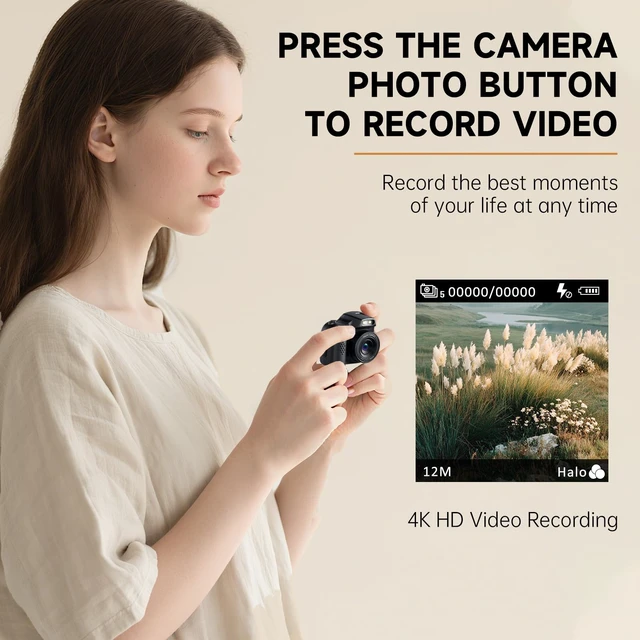 Alt view image 2 of 7 - Mini Keychain Camera 4K 64MP Vintage Digital, Pocket Retro Nostalgia Camera Video Camera with LED Light and 16G Micro SD Card, Suitable for Teenagers, Adults, Kids, and Photography Beginners Black