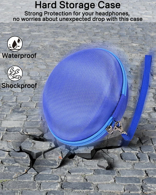 Alt view image 4 of 6 - Hard Travel Carrying Case Compatible with Skullcandy Crusher Over-Ear Headphones. (Case Only, Not Include The Device) (Blue)