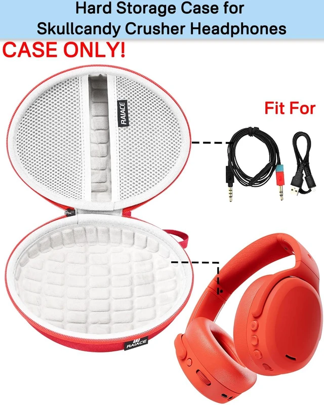 Alt view image 2 of 6 - Hard Travel Carrying Case Compatible with Skullcandy Crusher Over-Ear Headphones. (Case Only, Not Include The Device) (Red)
