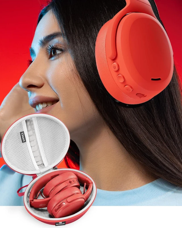 Alt view image 5 of 6 - Hard Travel Carrying Case Compatible with Skullcandy Crusher Over-Ear Headphones. (Case Only, Not Include The Device) (Red)