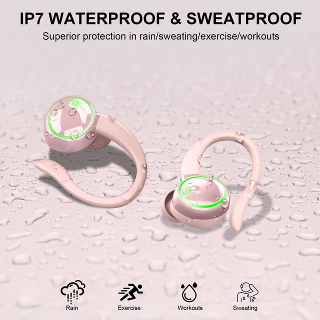 Alt view image 5 of 7 - Wireless Earbuds, Bluetooth Headphones Sports, IP7 Waterproof Headset with Earhook Workout, 50H Playback Over-Ear Buds with ENC Noise Cancelling Mic, Deep Bass Fitness Earphones Gym Running