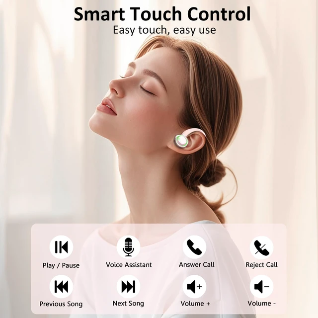 Alt view image 6 of 7 - Wireless Earbuds, Bluetooth Headphones Sports, IP7 Waterproof Headset with Earhook Workout, 50H Playback Over-Ear Buds with ENC Noise Cancelling Mic, Deep Bass Fitness Earphones Gym Running