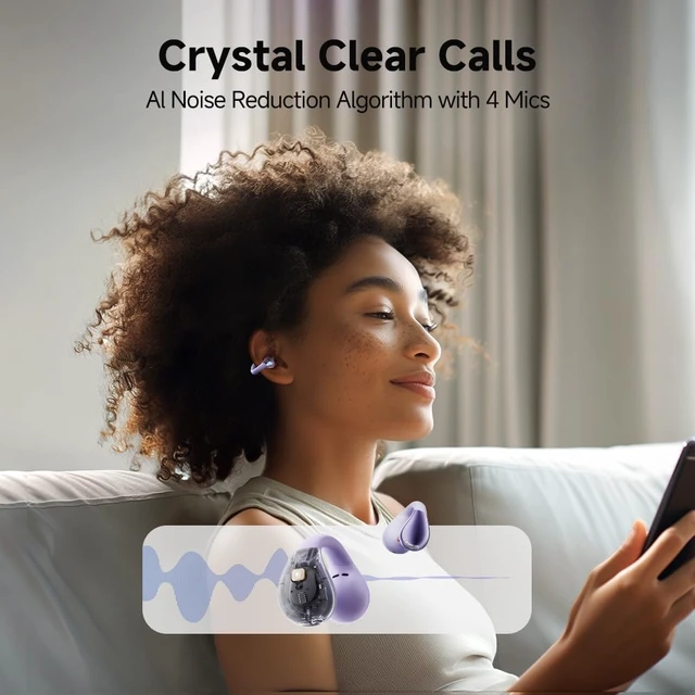 Alt view image 6 of 7 - Crossky C30 Open Ear Earbuds Clip On Wireless Bluetooth Headphones Stable Fit, Running Comfortable, Dual Connection, EQ Customized, Touch Control