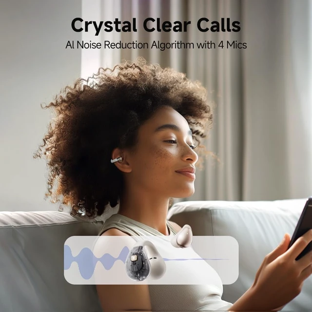 Alt view image 7 of 7 - Crossky C30 Open Ear Earbuds Clip On Wireless Bluetooth Headphones Stable Fit, Running Comfortable, Dual Connection, EQ Customized, Touch Control