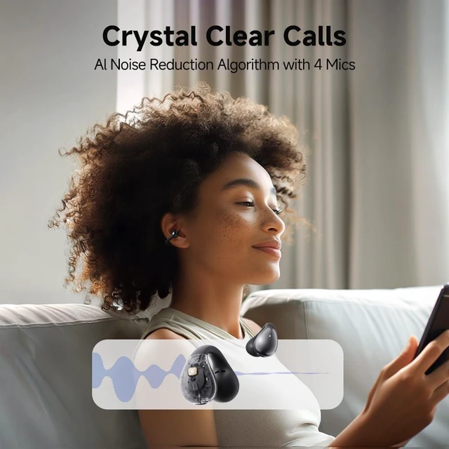Alt view image 7 of 7 - Crossky C30 Open Ear Earbuds Clip On Wireless Bluetooth Headphones Stable Fit, Running Comfortable, Dual Connection, EQ Customized, Touch Control