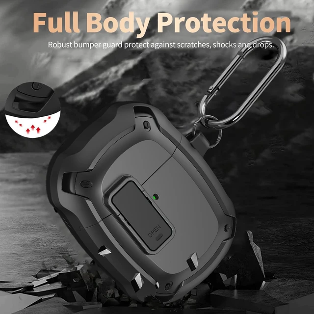 Alt view image 3 of 7 - for Google Pixel Buds Pro 2/Pro Case Cover with Lock Clip & Cleaner Pen 2024/2022, Shockproof Protective Hard Shell Skin with Carabiner Men Women - Black