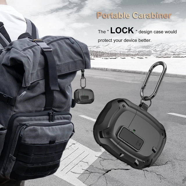 Alt view image 7 of 7 - for Google Pixel Buds Pro 2/Pro Case Cover with Lock Clip & Cleaner Pen 2024/2022, Shockproof Protective Hard Shell Skin with Carabiner Men Women - Black