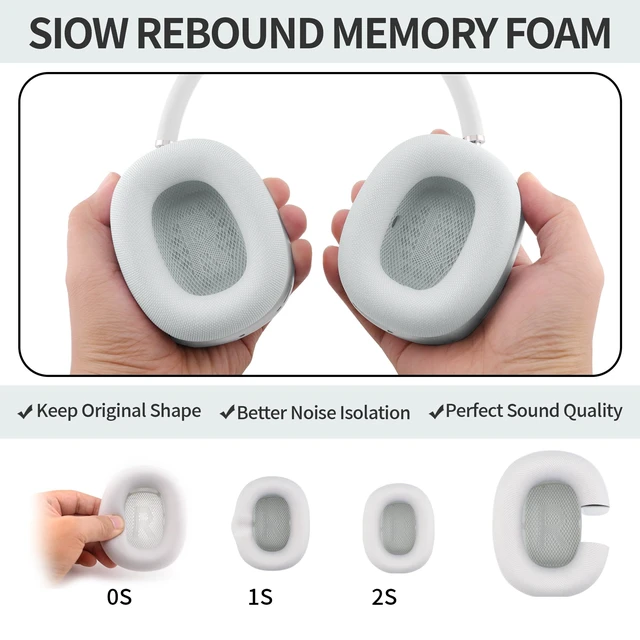 Alt view image 4 of 7 - Replacement Ear Cushions for Apple AirPods Max 1 & 2 Upgraded Memory Foam Pads with Durable Fabric,Sound Insulation and Noise Reduction,Strong Magnetic Fit,Sweat-Resistant, Breathable Comfor(Silver)