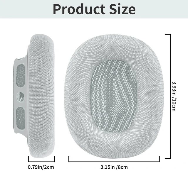 Alt view image 7 of 7 - Replacement Ear Cushions for Apple AirPods Max 1 & 2 Upgraded Memory Foam Pads with Durable Fabric,Sound Insulation and Noise Reduction,Strong Magnetic Fit,Sweat-Resistant, Breathable Comfor(Silver)
