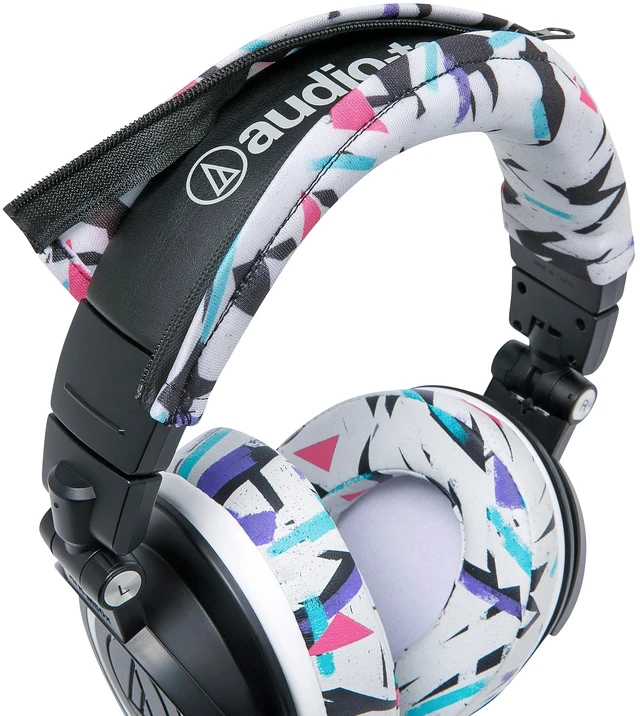 Main image of BandZ V2 - Headband Cover for Audio Technica ATH M50X & M50XBT Made by Wicked Cushions Also fits ATH M50, M40X & More, Machine Washable, No More Flaking Leather 90's White